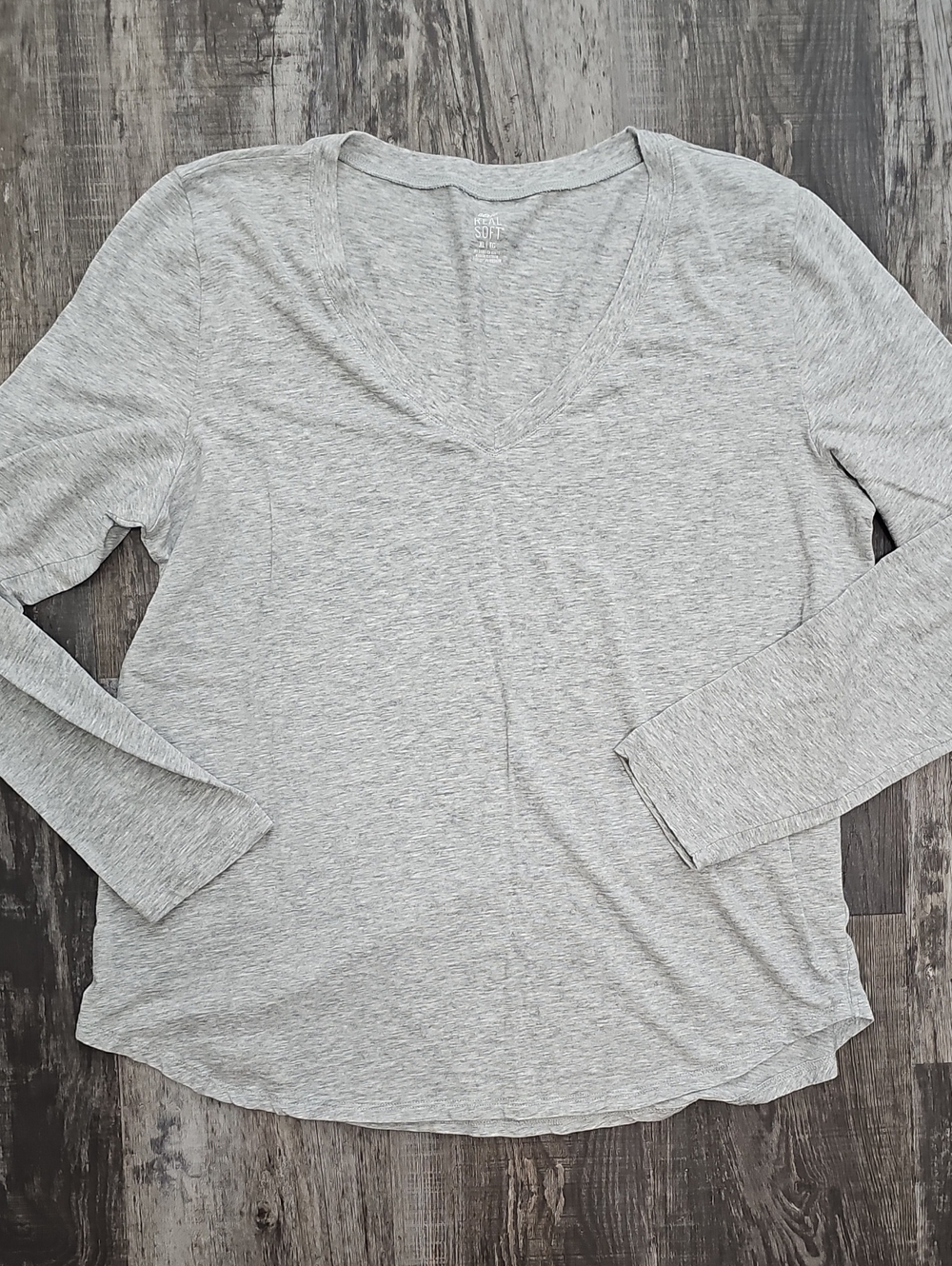 Aerie Light Gray V-Neck Long Sleeve Women's Top